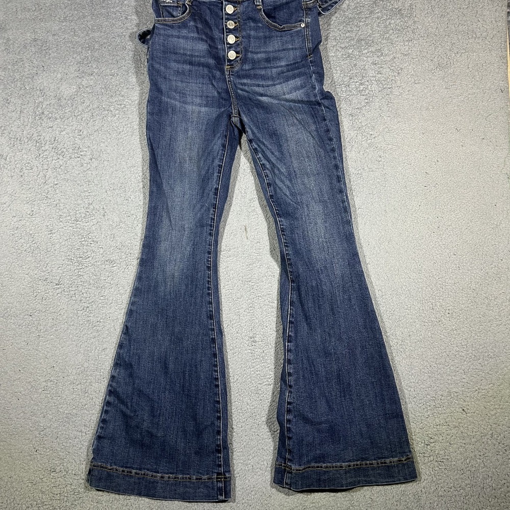 Insane Gene Denim Jumpsuit Retro-inspired Flare Leg Women's Large #3145 - Picture 2 of 7